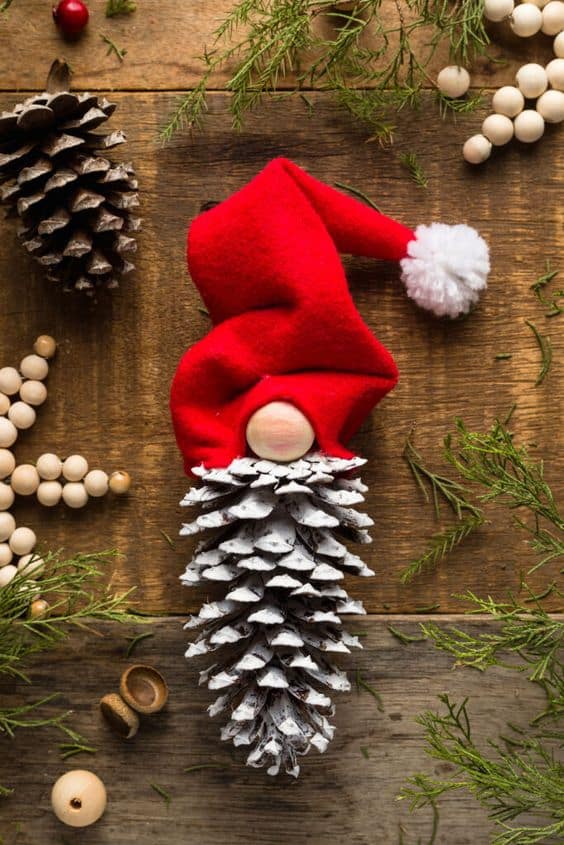 Adorable Pinecone Santa Gnome