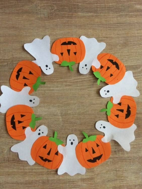 Pumpkin and Ghost Halloween Wreath