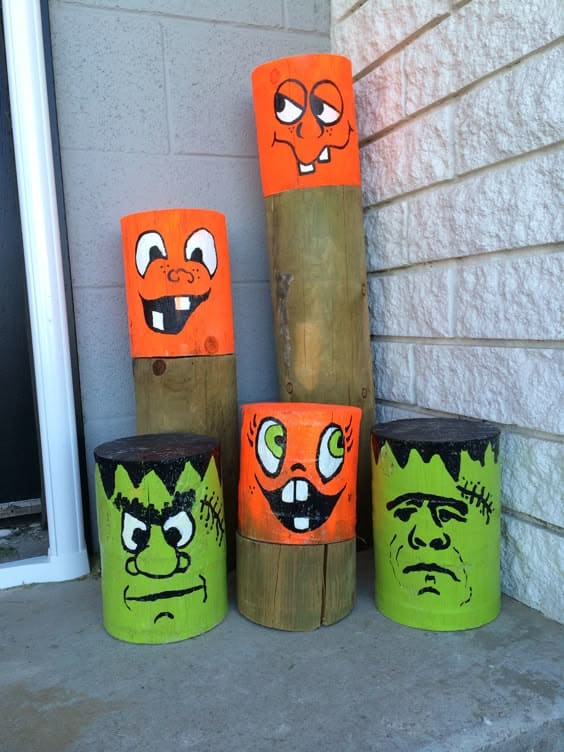 Playful Halloween Log Monsters