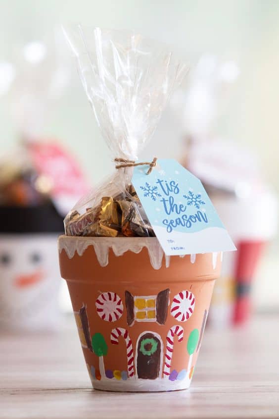 Whimsical Gingerbread Clay Pot Gift