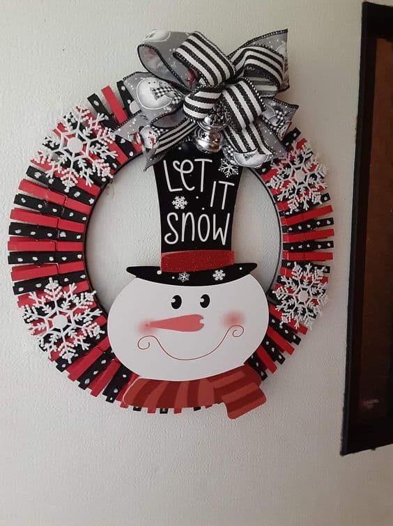 Cheerful Striped Snowman Wreath