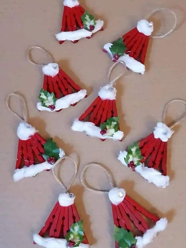 Festive Clothespin Santa Hat Ornaments