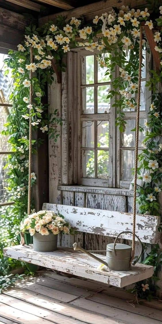 Rustic Floral Swing Sanctuary