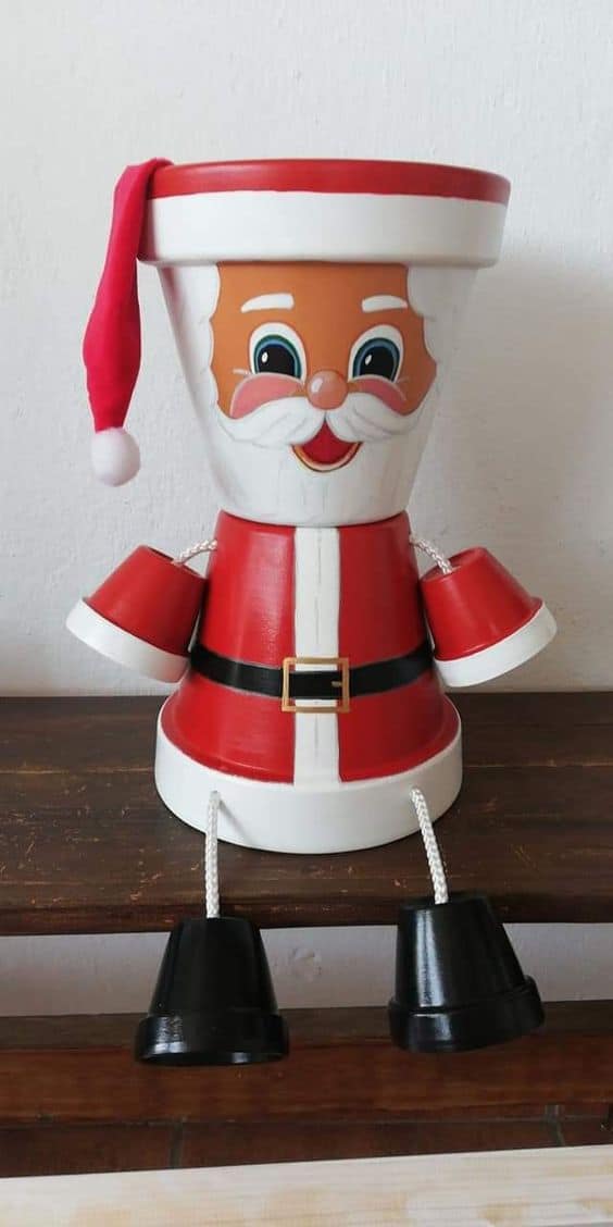 Charming Clay Pot Santa