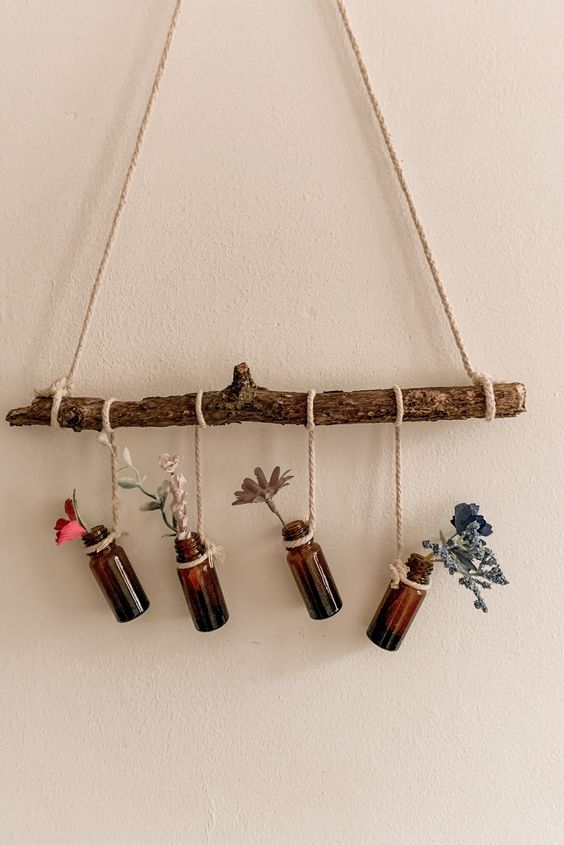 Rustic Hanging Bottle Planter