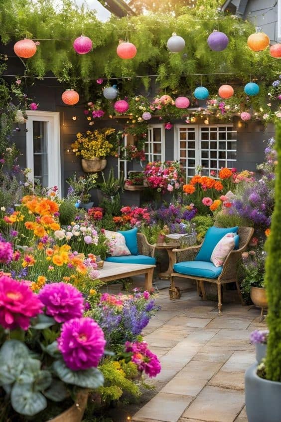 Charming Floral Patio Escape