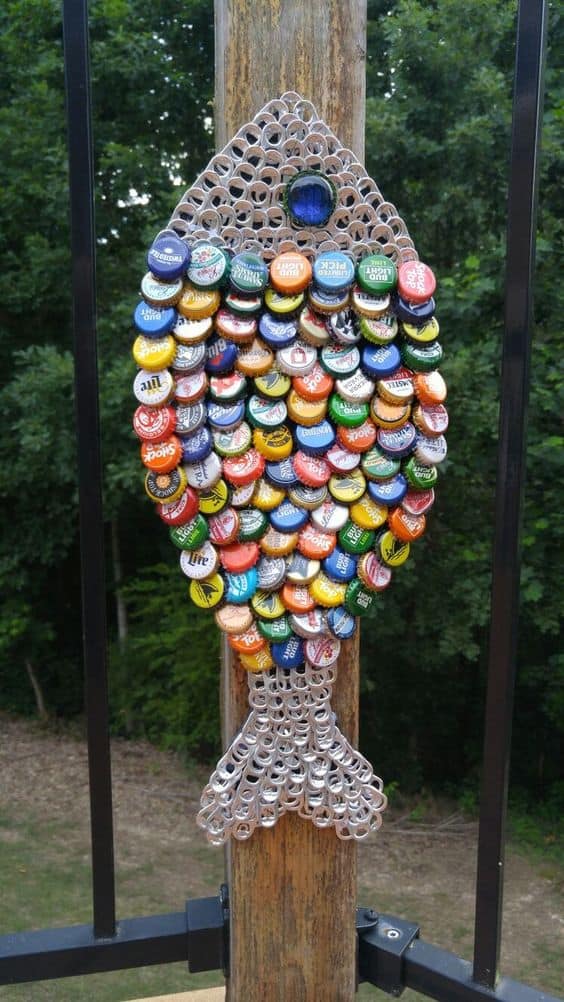 Colorful Bottle Cap Fish Art