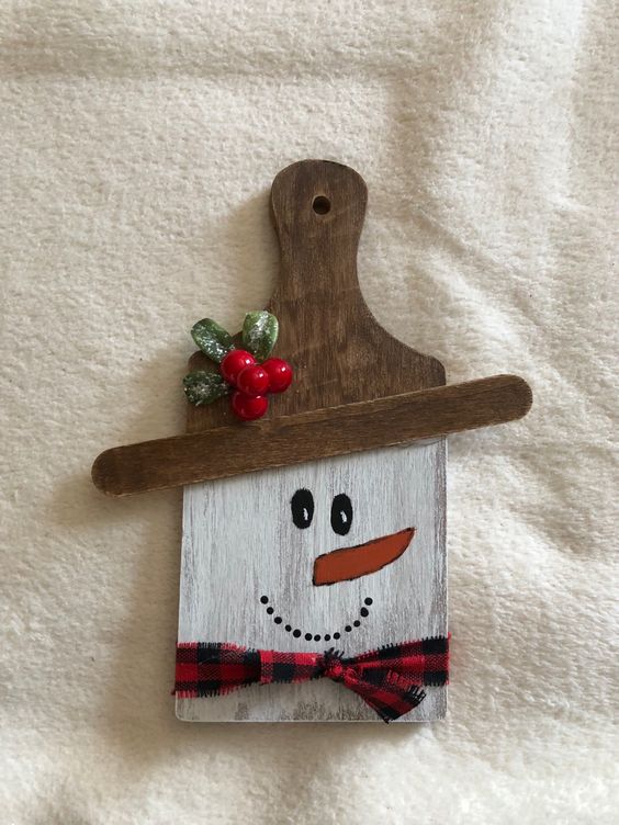 Rustic Snowman Cutting Board Art