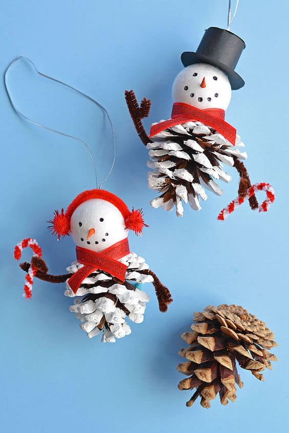 Pinecone Snowman Ornaments