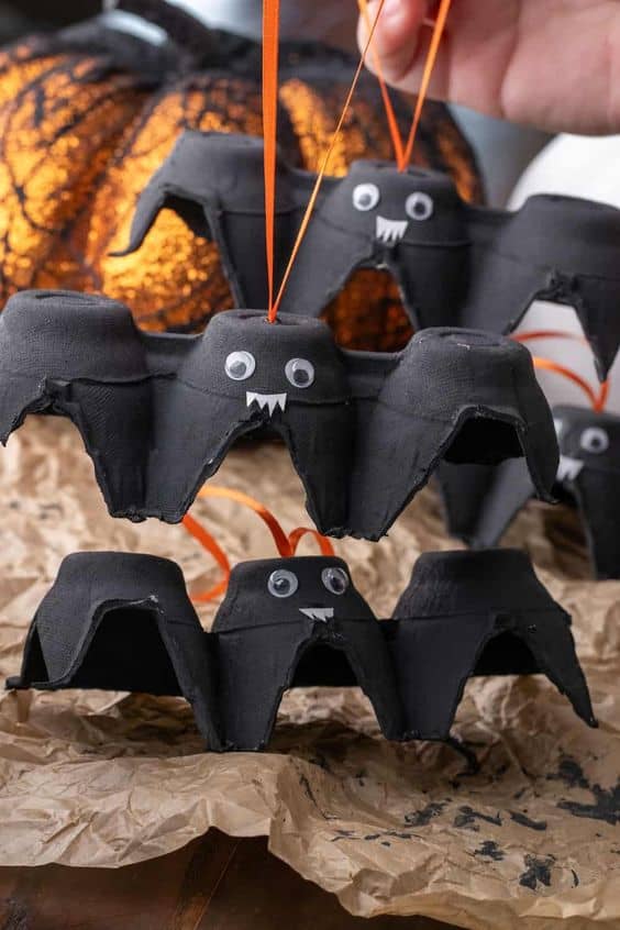 Egg Carton Hanging Bats