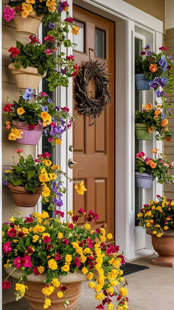 Vibrant Vertical Flower Wall