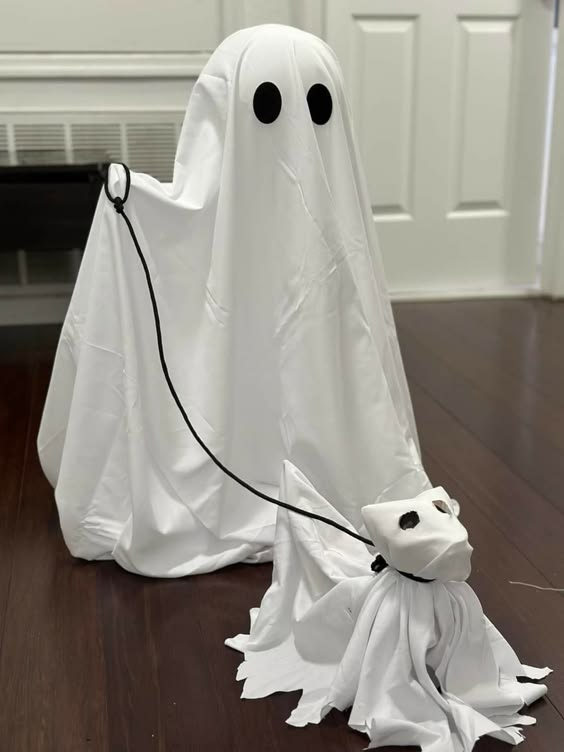 Playful Ghost with Puppy Companion