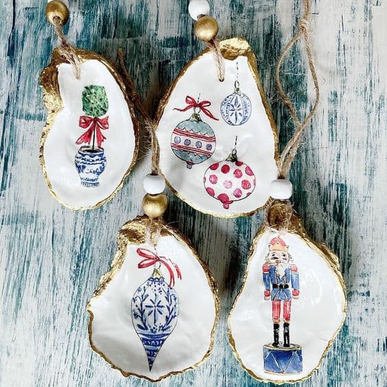 Hand-Painted Seashell Ornaments