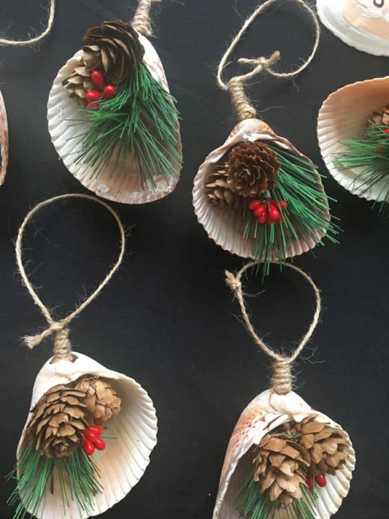 Seashell Pinecone Ornaments