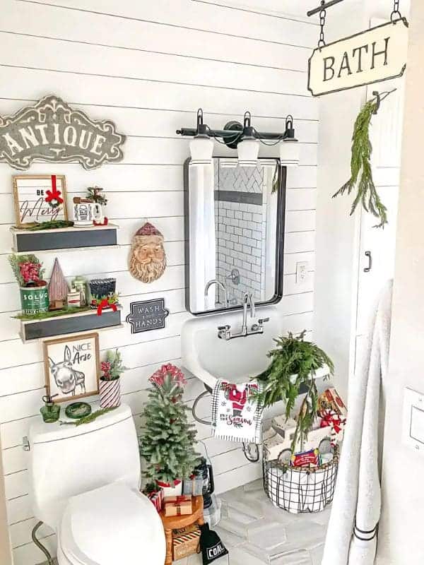 Charming Rustic Christmas Bathroom