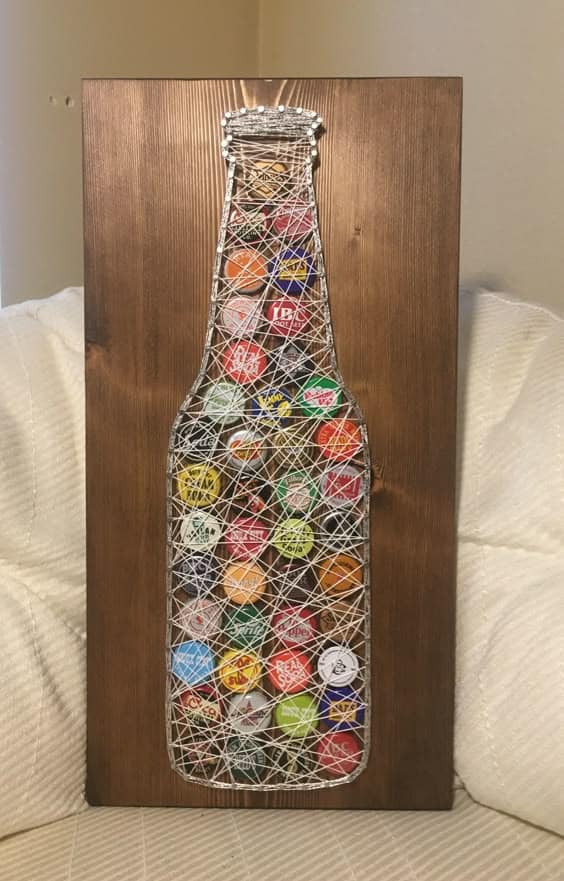 Bottle Cap String Art Display