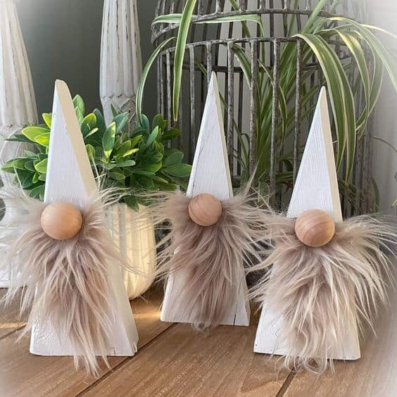 Whimsical Wooden Gnome Trio