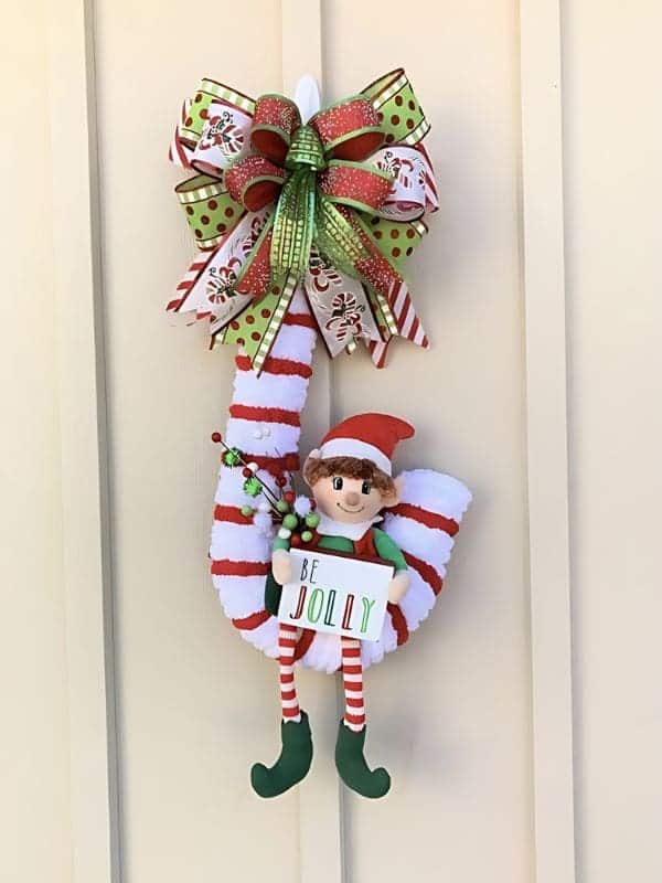 Jolly Candy Cane Elf Wreath