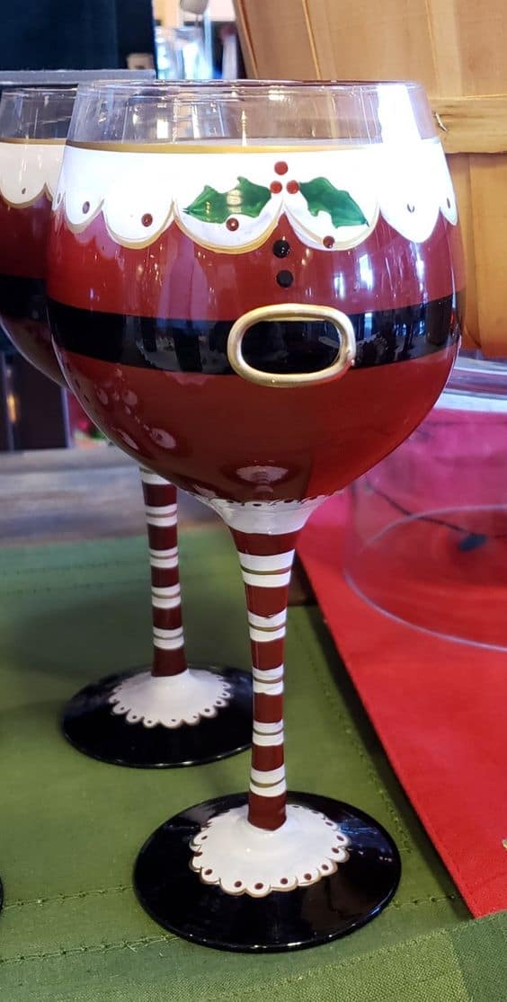 Festive Santa-Themed Wine Glass