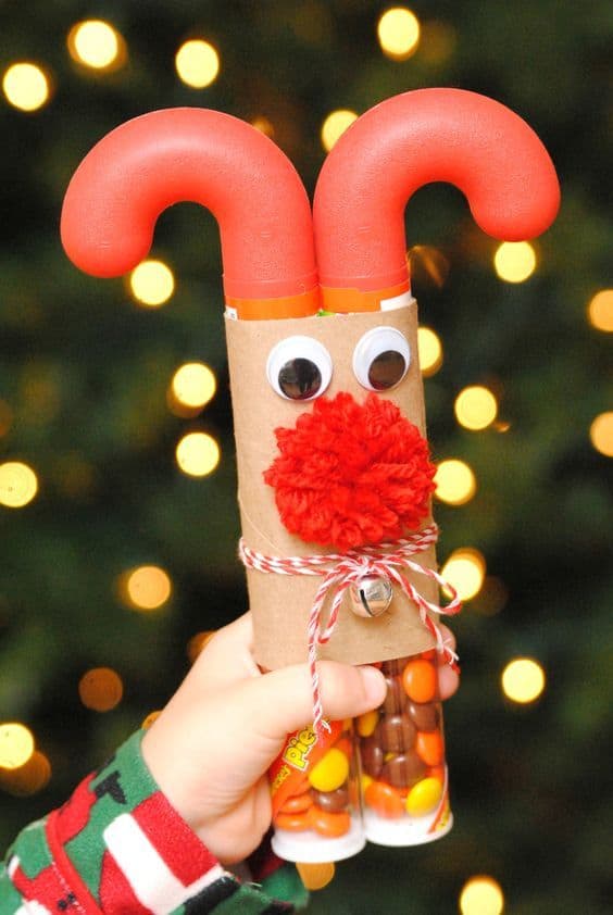 Candy Cane Reindeer Treat Holder