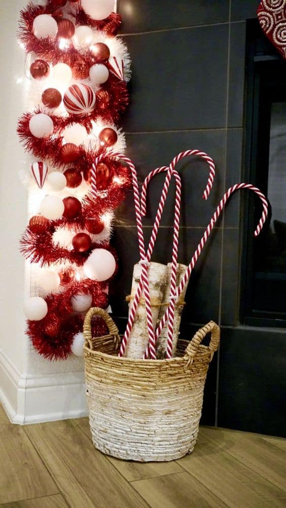 Oversized Candy Cane Basket Display