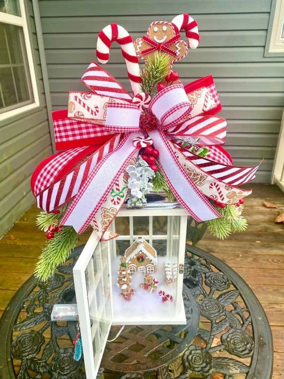 Gingerbread Candy Cane Lantern