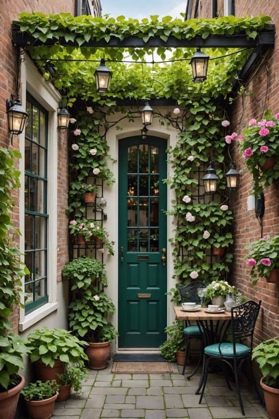 Elegant Ivy-Covered Patio Nook