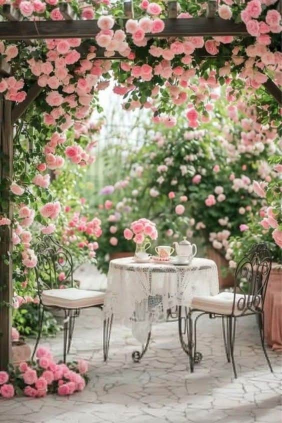 Romantic Rose-Covered Tea Retreat