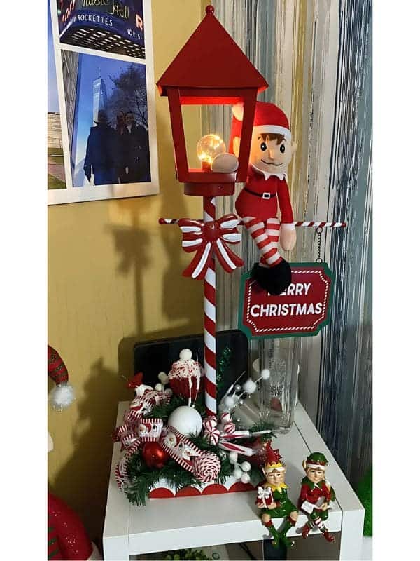 Candy Cane Elf Lamp Post Display