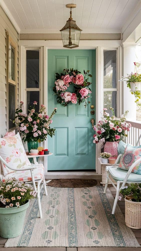 Charming Floral Haven Porch Decor