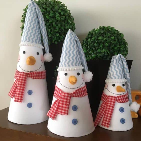 Adorable Cone Snowman Family