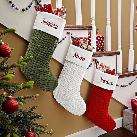 Personalized Staircase Stocking Display