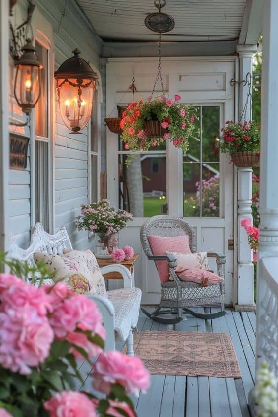 Charming Pink Rose Porch Patio