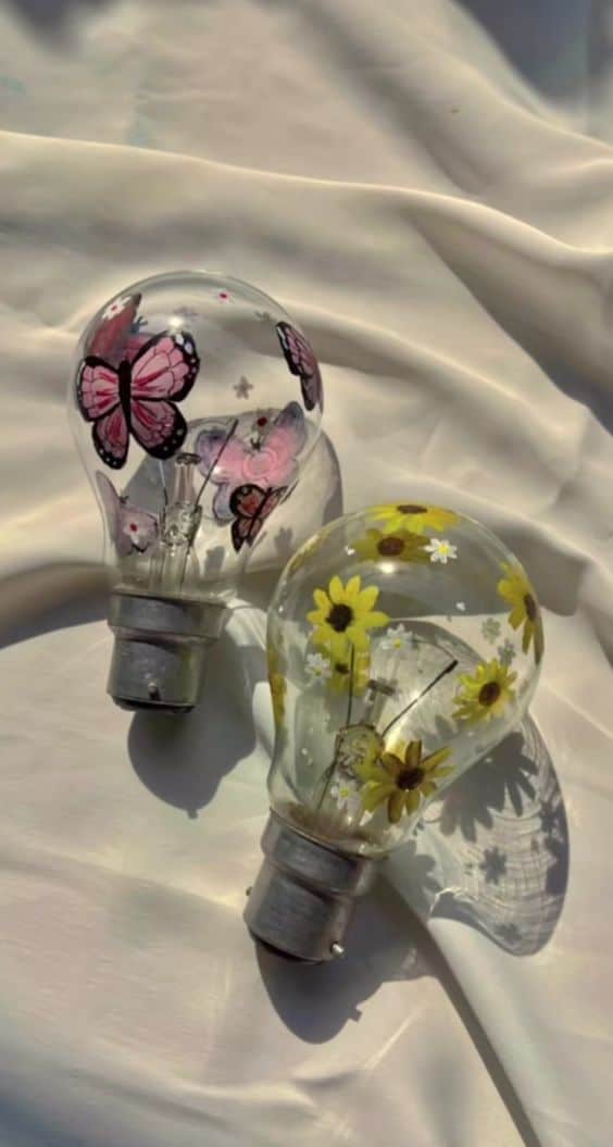 Butterfly and Floral Bulb Art