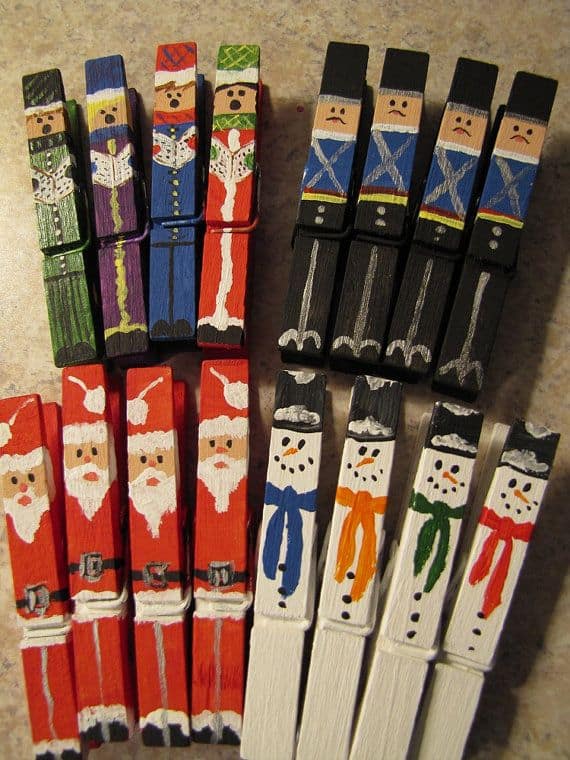 Painted Christmas Character Clothespins