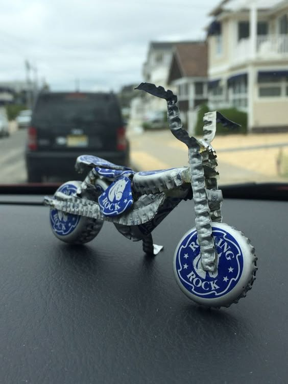 Creative Bottle Cap Motorcycle Sculpture