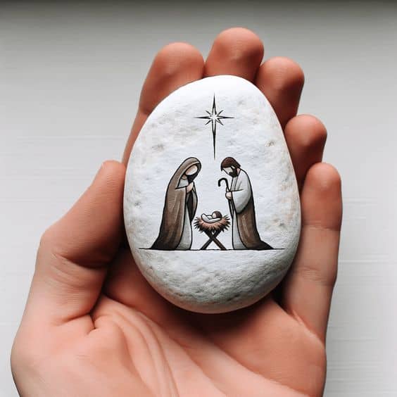 Serene Nativity Scene Stone