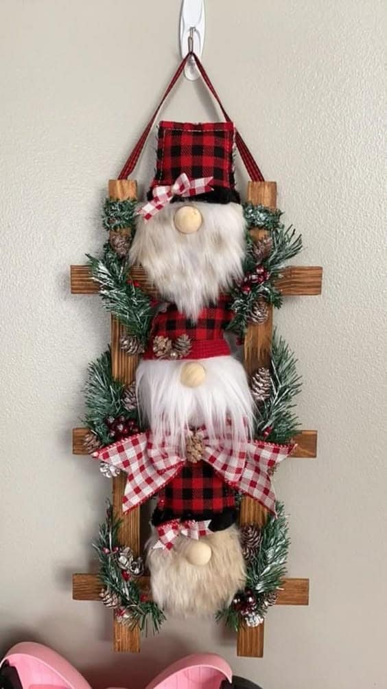 Rustic Gnome Ladder Display