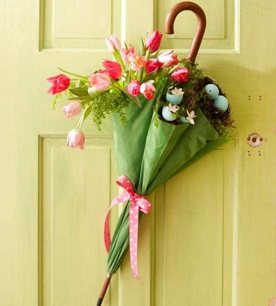 Charming Tulip Umbrella Easter Wreath