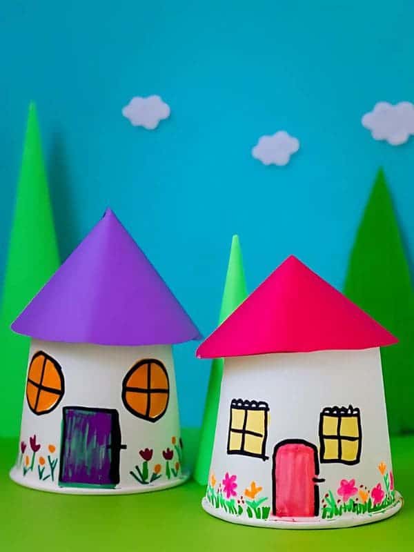Colorful Fairy Cottage Paper Cup Homes
