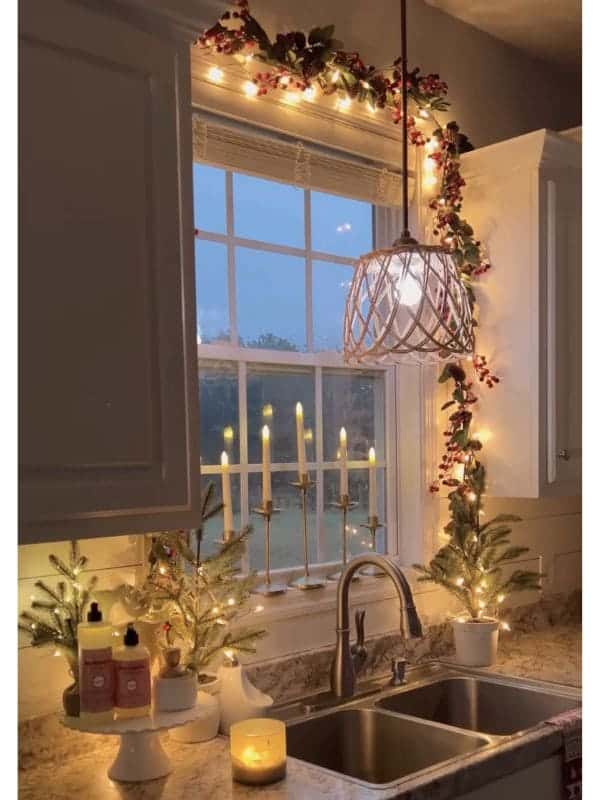 Cozy Candlelit Christmas Kitchen Window