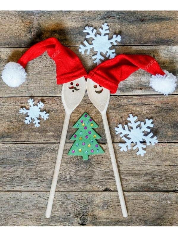 Festive Wooden Spoon Snowmen