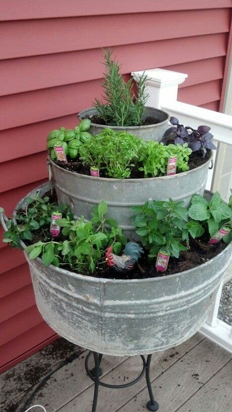 Galvanized Tiered Herb Planter