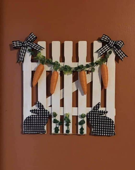 Gingham Bunny and Carrot Garland Decor