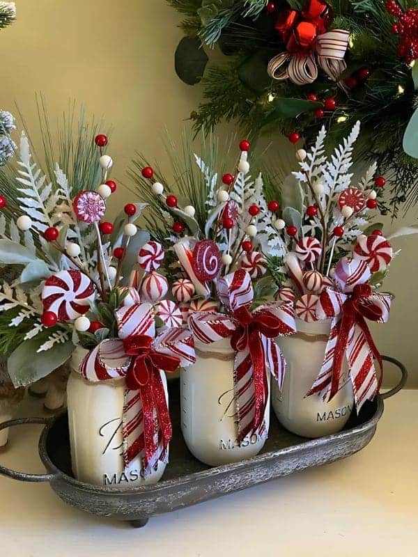 Peppermint Candy Mason Jar Centerpiece