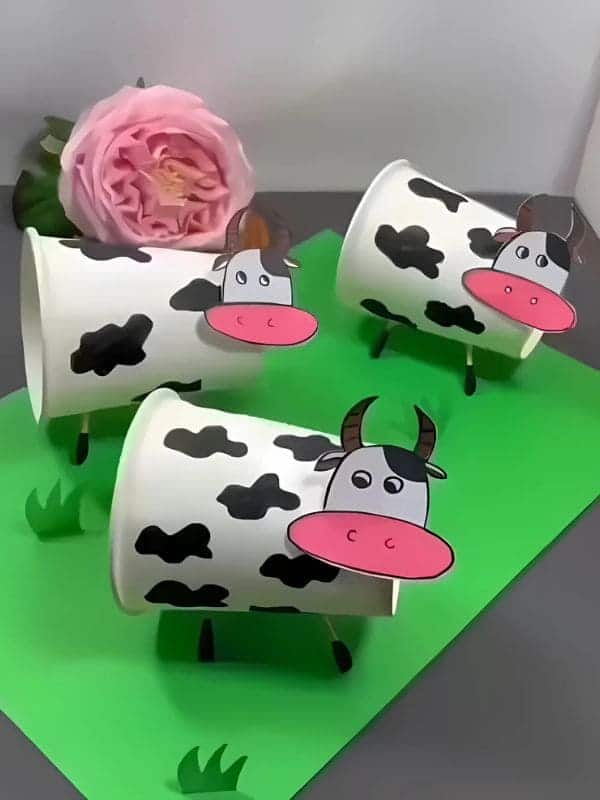 Playful Moo Cow Paper Cup Craft