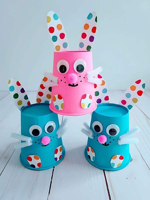 Polka-Dot Bunny Paper Cup Trio