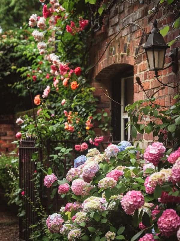 Romantic Brick Wall Blossom Haven