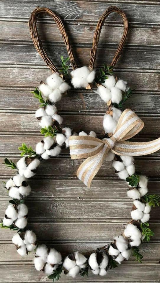 Rustic Bunny Cotton Wreath