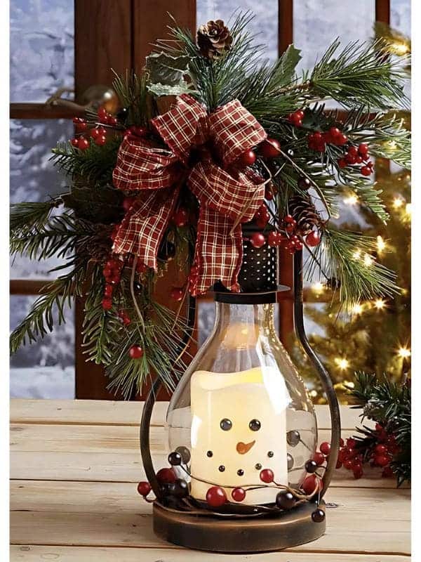 Rustic Snowman Lantern Charm